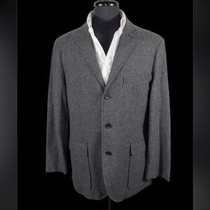 VTG J CREW HALF LINED CHARCOAL FLANNEL SPORT COAT SZ 42